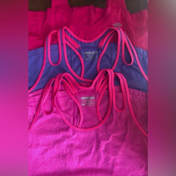 Bundle of 3 exercise racerback tank tops. Pink, purple, & racerback. All size M - Picture 14 of 14